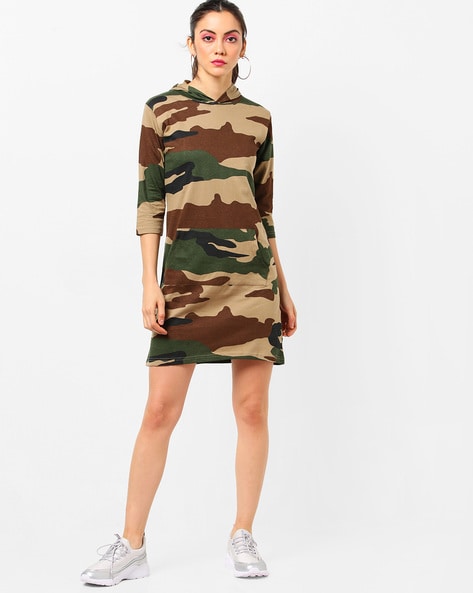 camo shift dress