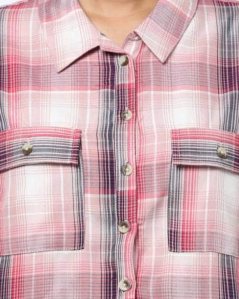 Checked Long Shirt with Buttoned Flap Pockets (Image - 2)