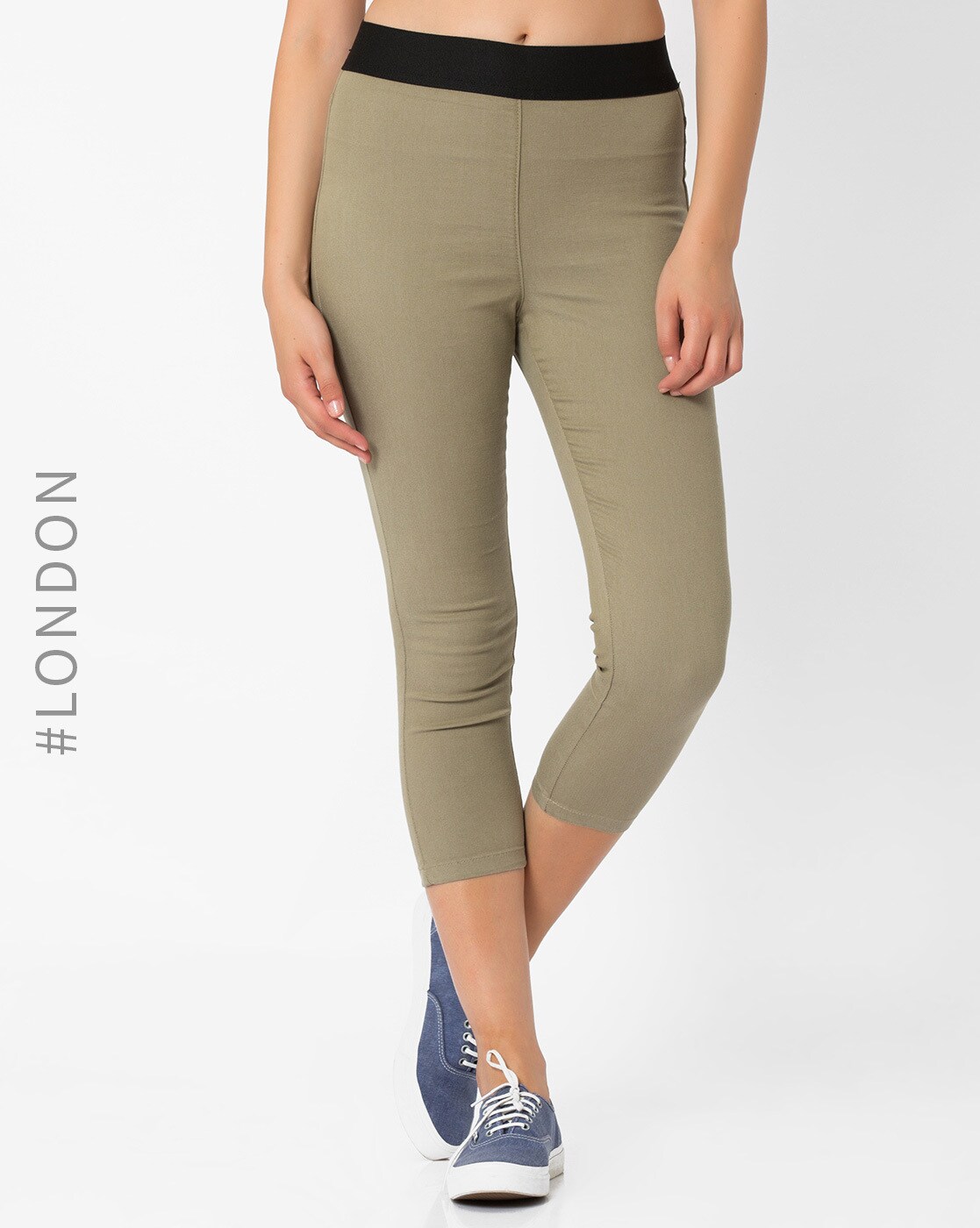 khaki cropped jeggings