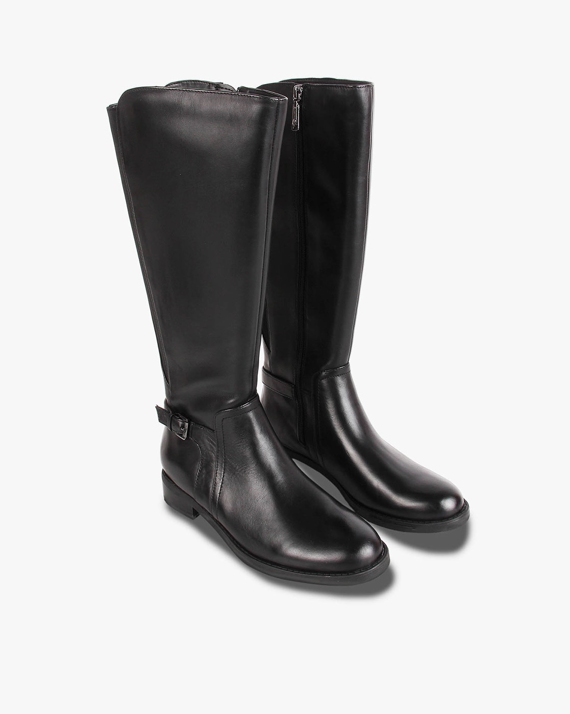 ladies calf length black boots