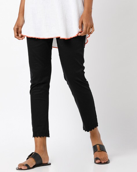 Ankle-Length Pants with Scalloped Hem Price in India