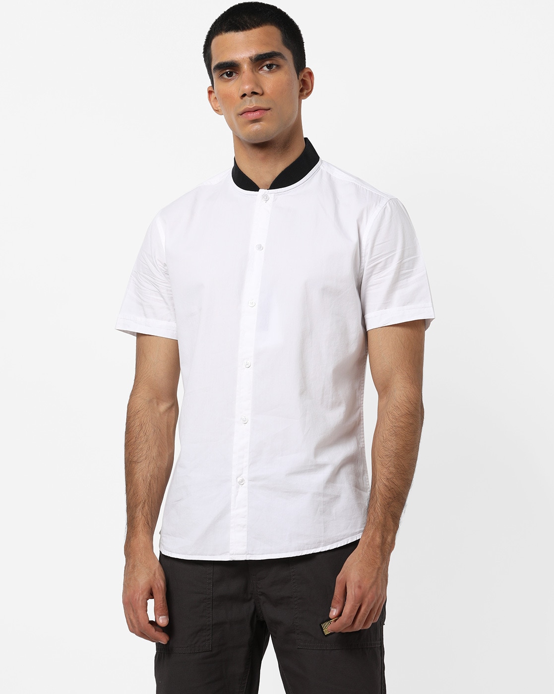 short sleeve button up no collar