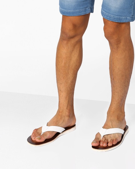 mens white leather flip flops