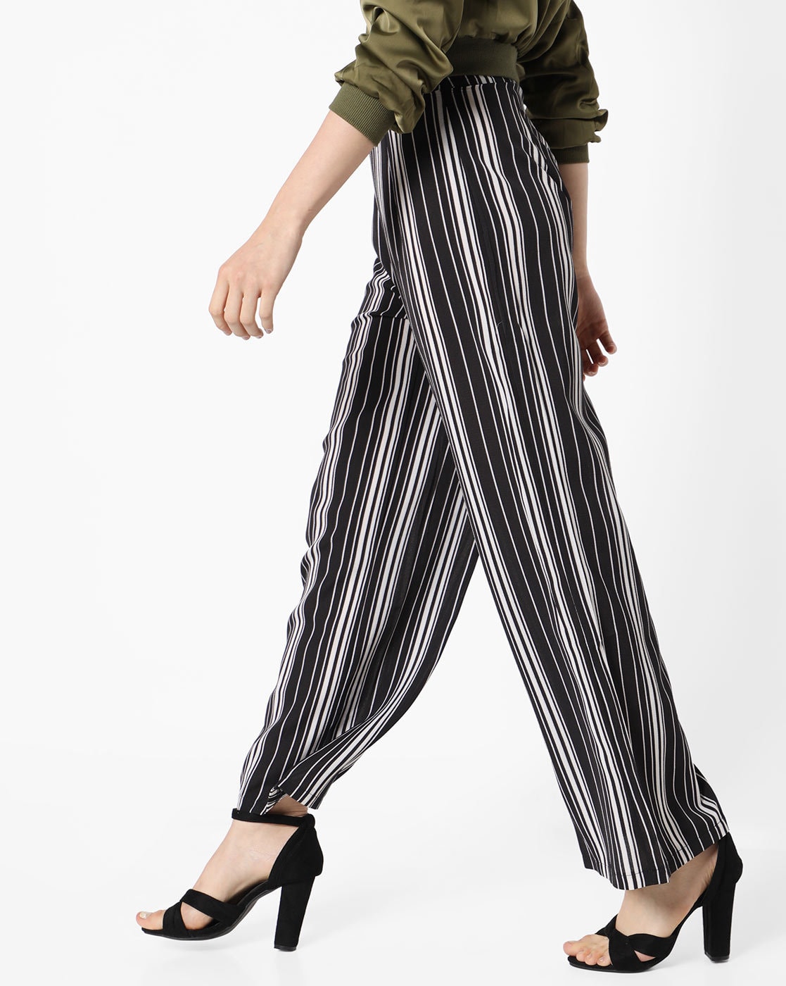 Buy DressBerry Black  White Striped Palazzo Trousers  Trousers for Women  1117041  Myntra
