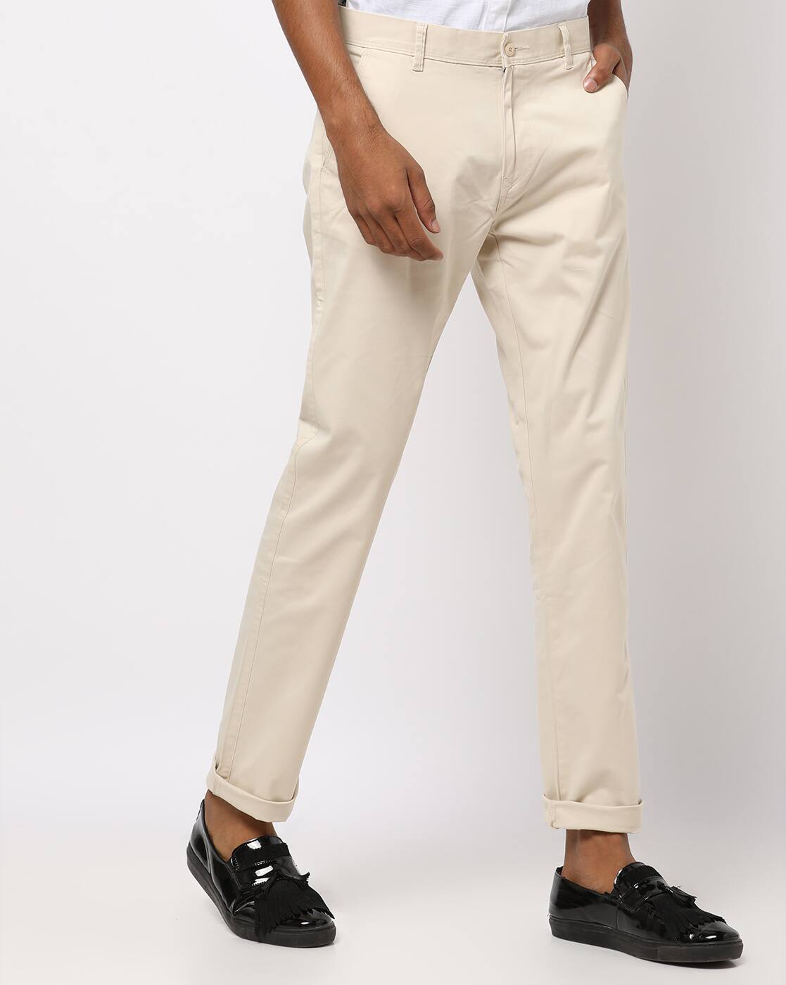cream slim fit chinos