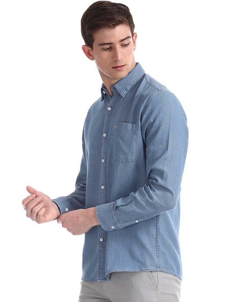 Slim Fit Chambray Shirt (Image - 1)