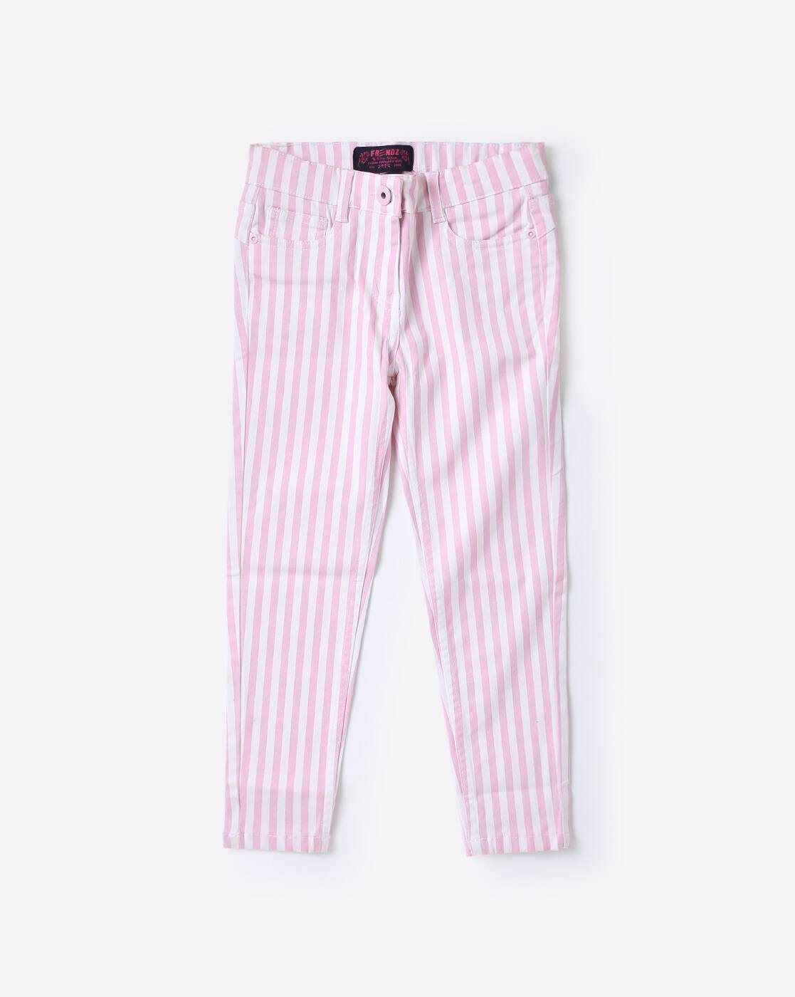 pink striped trousers