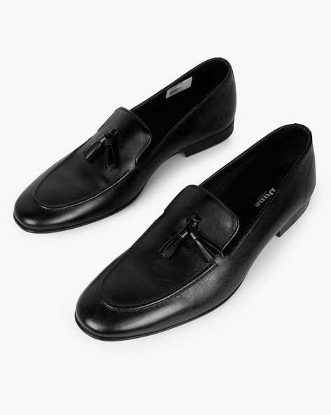 mens black leather tassel loafers