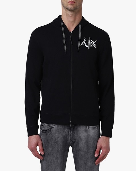 Zip-Front Hoodie with Ribbed Hems