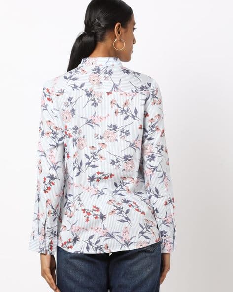 Floral Print Shirt with Patch Pocket (Image - 1)