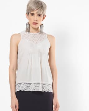 【yo BIOTOP】lace sleeveless top Buy Nuon Grey Lace-Detailed Cotton-Blend Tank Top from Westside トップス