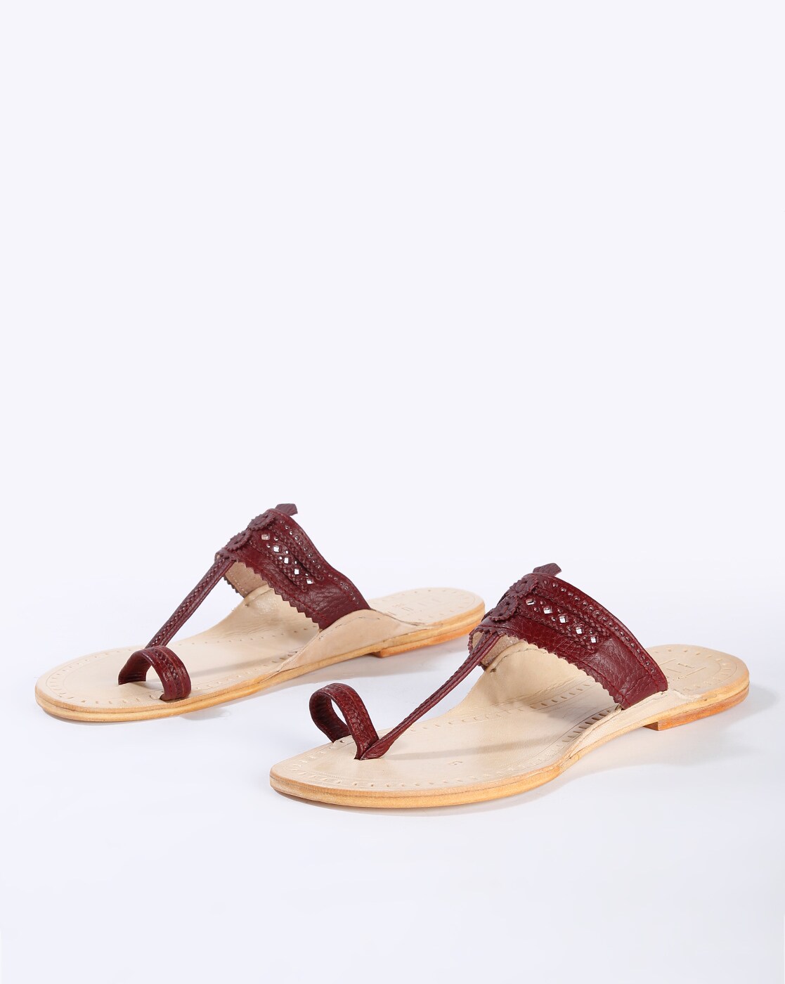 Buy Maroon Flat Sandals for Women by 