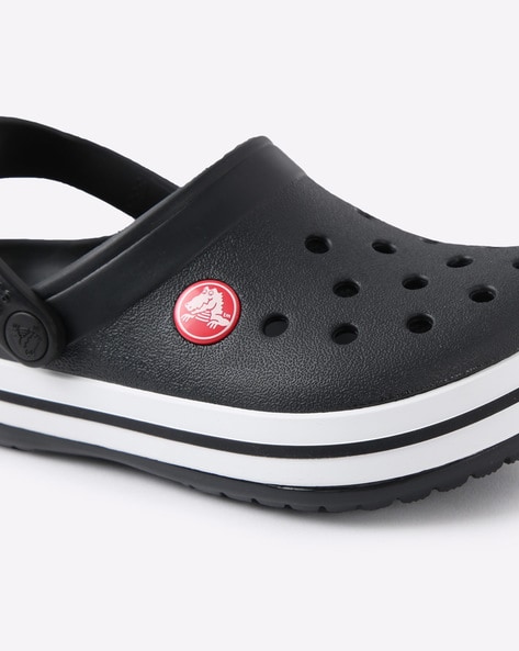 Black and discount white striped crocs