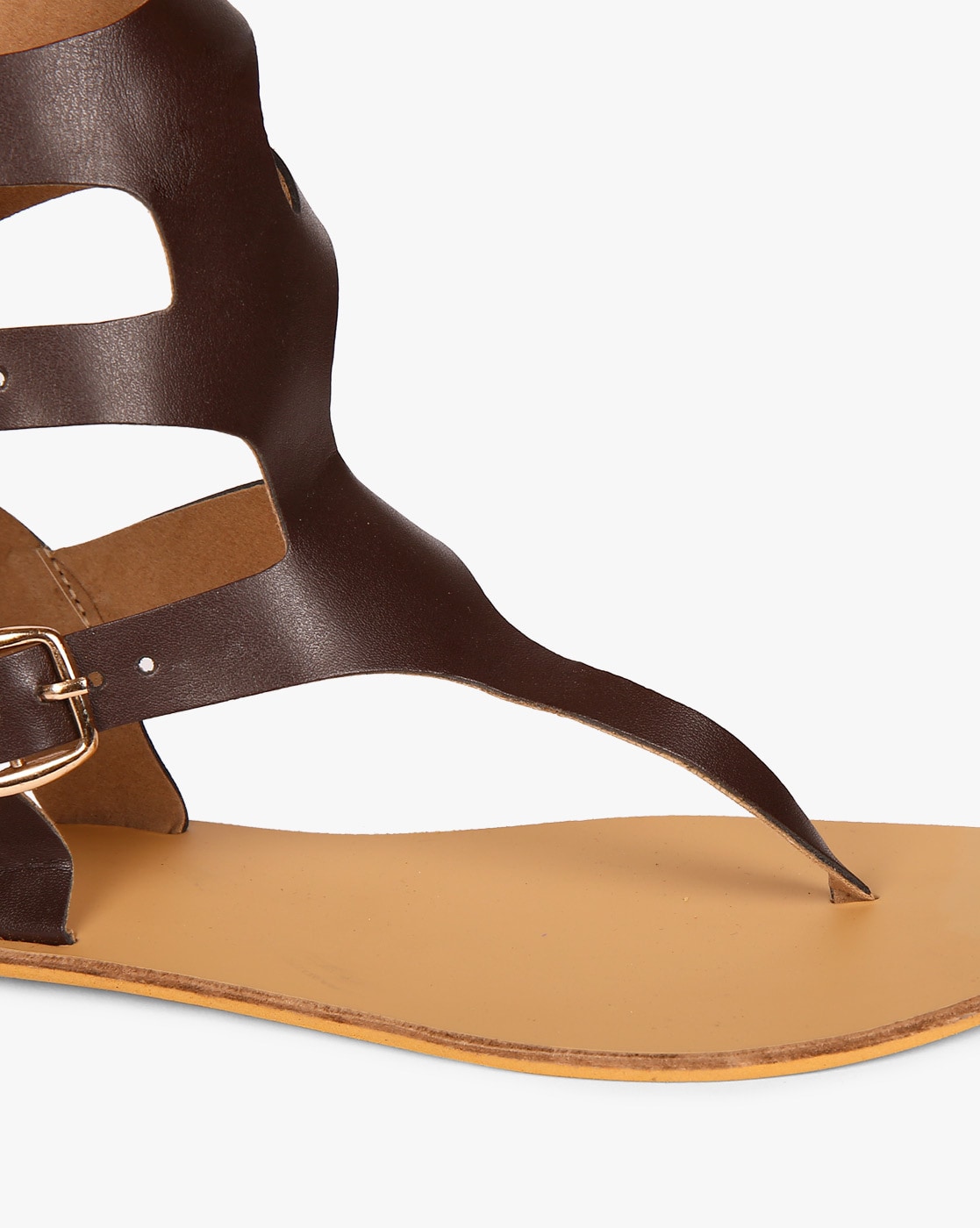 Leah - Gladiator Leather Adjustable Sandal - Brown – Jerusalem Sandals