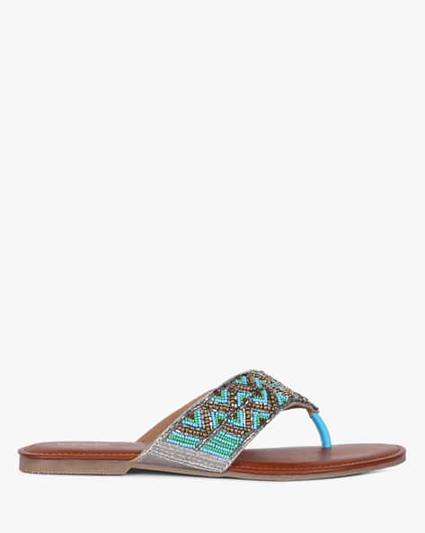 blue embellished sandals