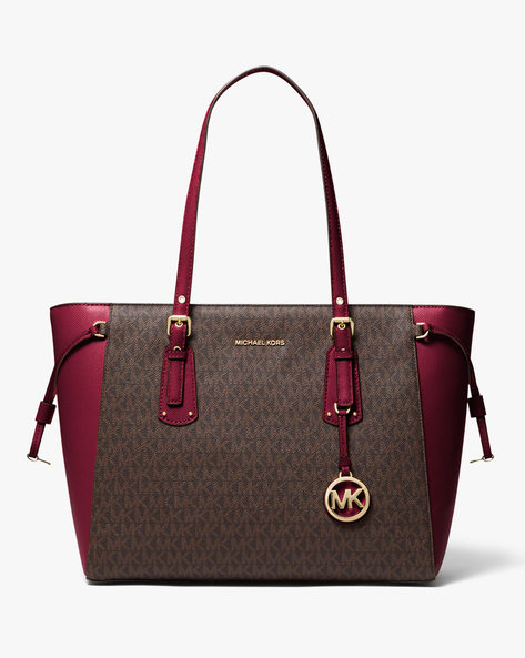 Buy Michael Kors MD MF TZ Panelled Tote Bag Maroon Color Women