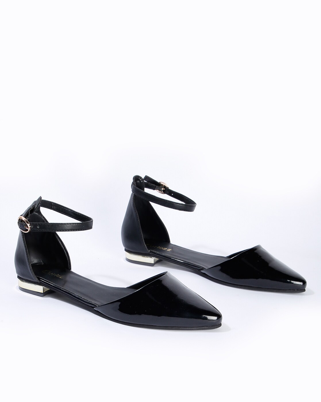 black ballerina shoes with ankle strap