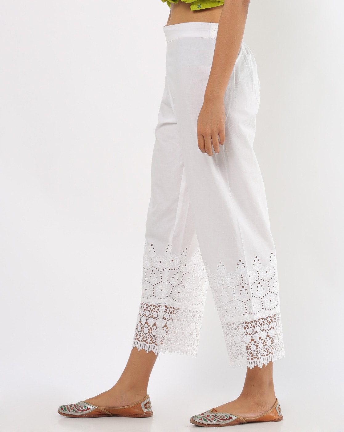 High-Rise Schiffli Embroidered Palazzos