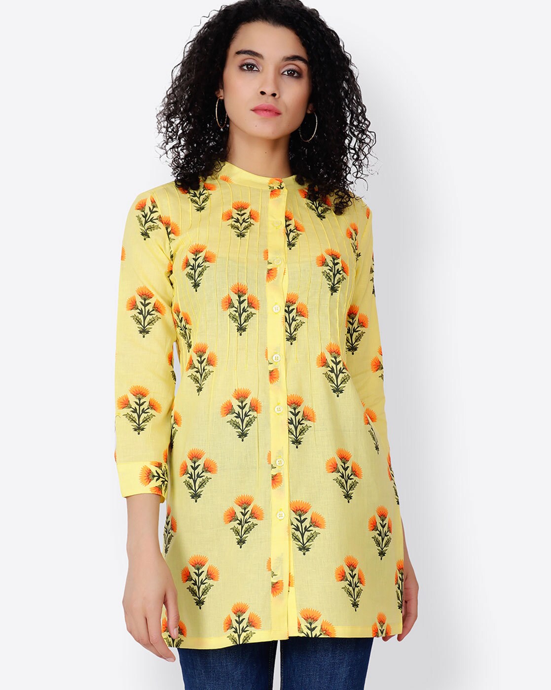 yellow floral tunic