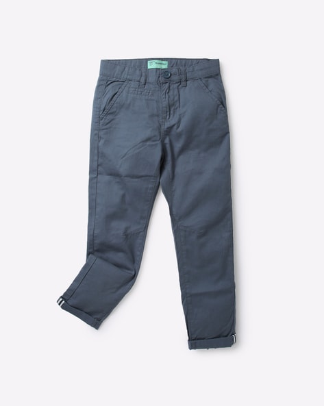 Flat-Front Cotton Trousers