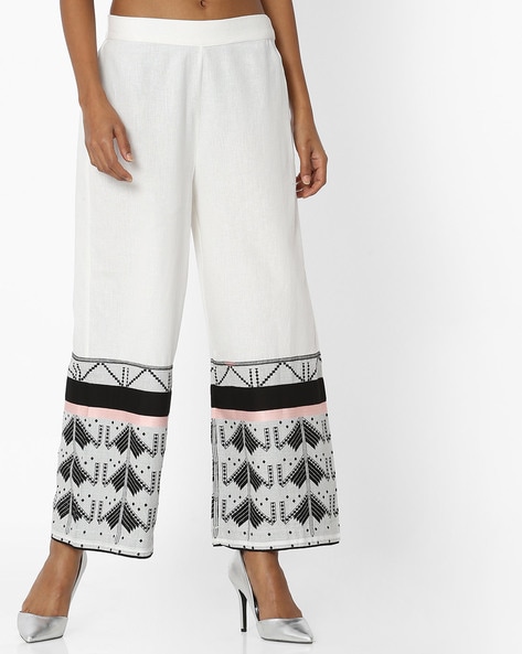 Palazzos with Dobby-Weave Pattern Price in India
