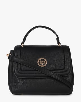 Women S Handbags Online In India Ajio Brands Black Slings Satchels Textured Sling Bag With Detachable Strap