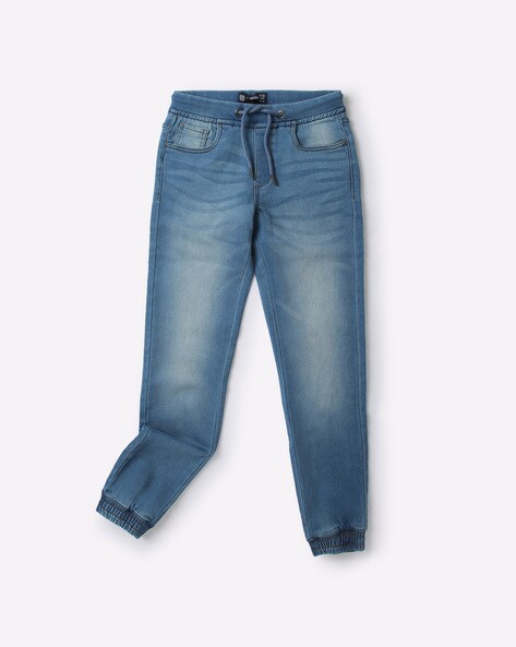 Relaxed Fit Washed Joggers with Drawcord