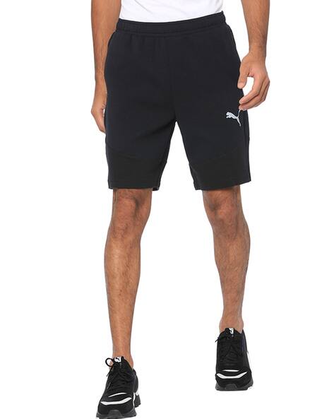 black mid rise shorts