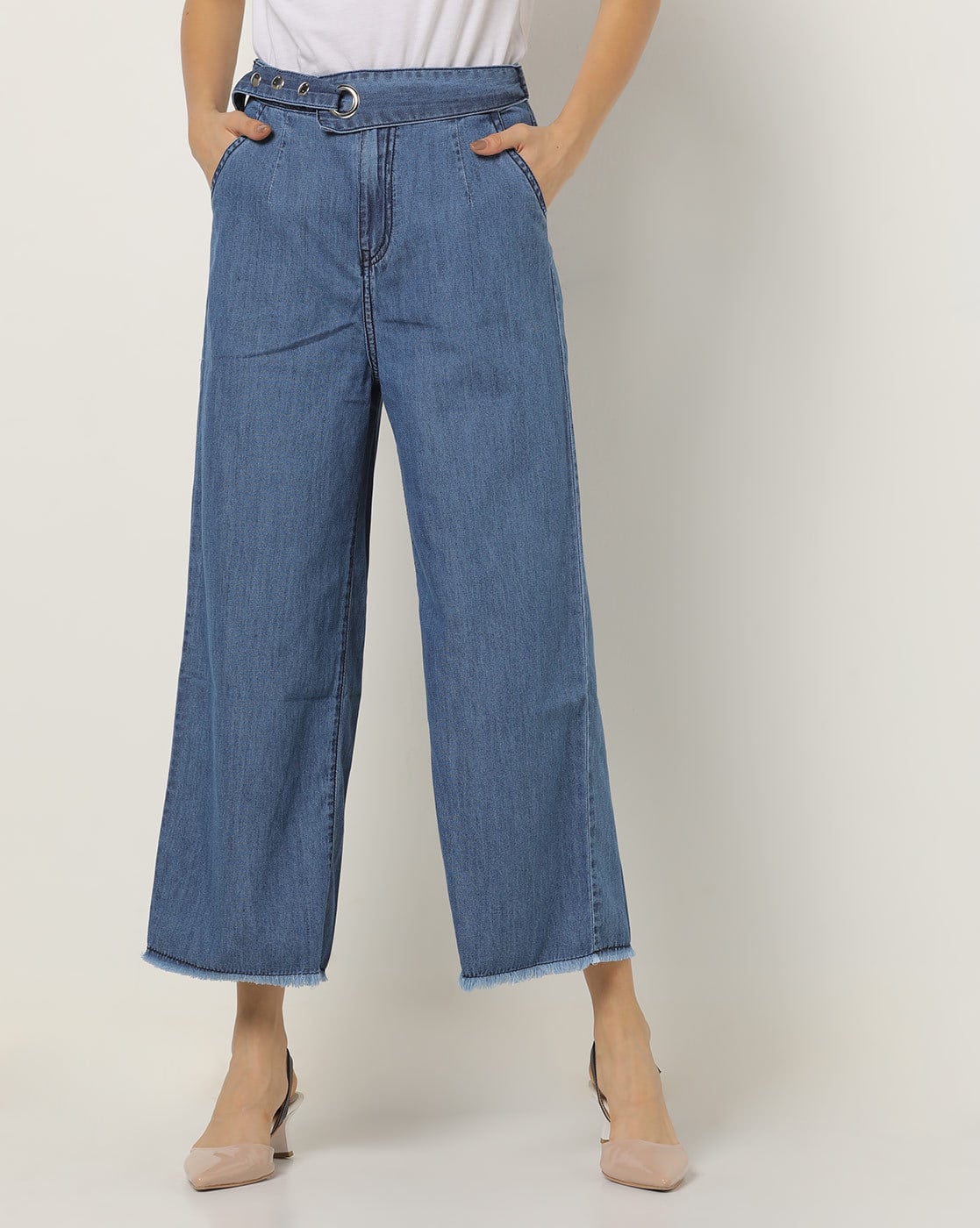 high rise ankle length jeans