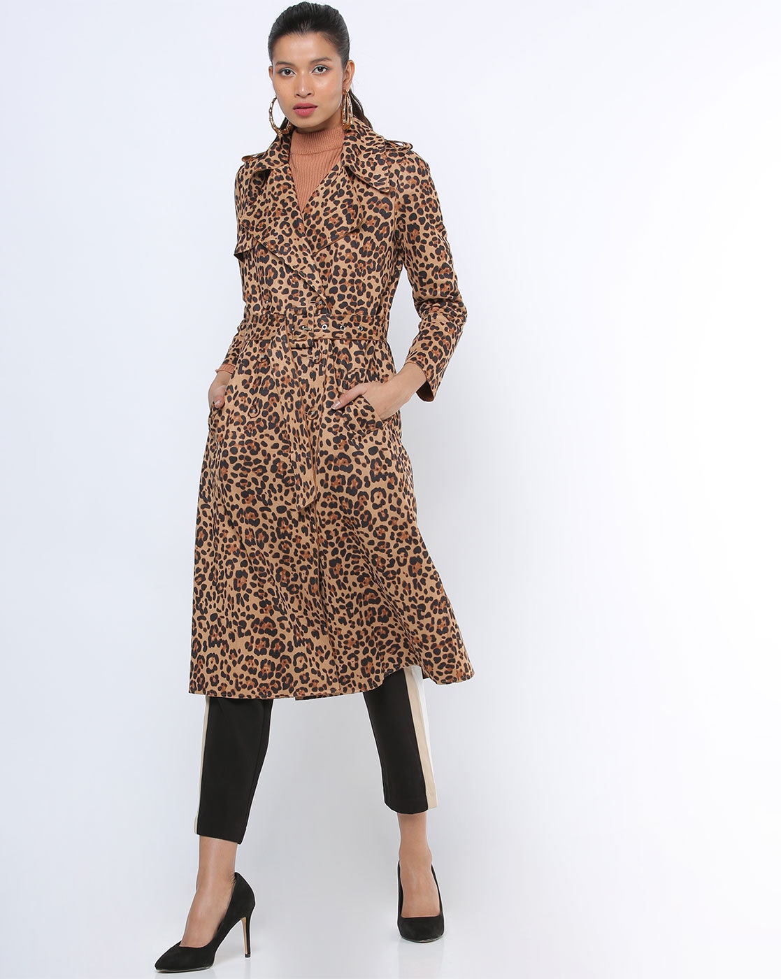 animal print trench coat womens