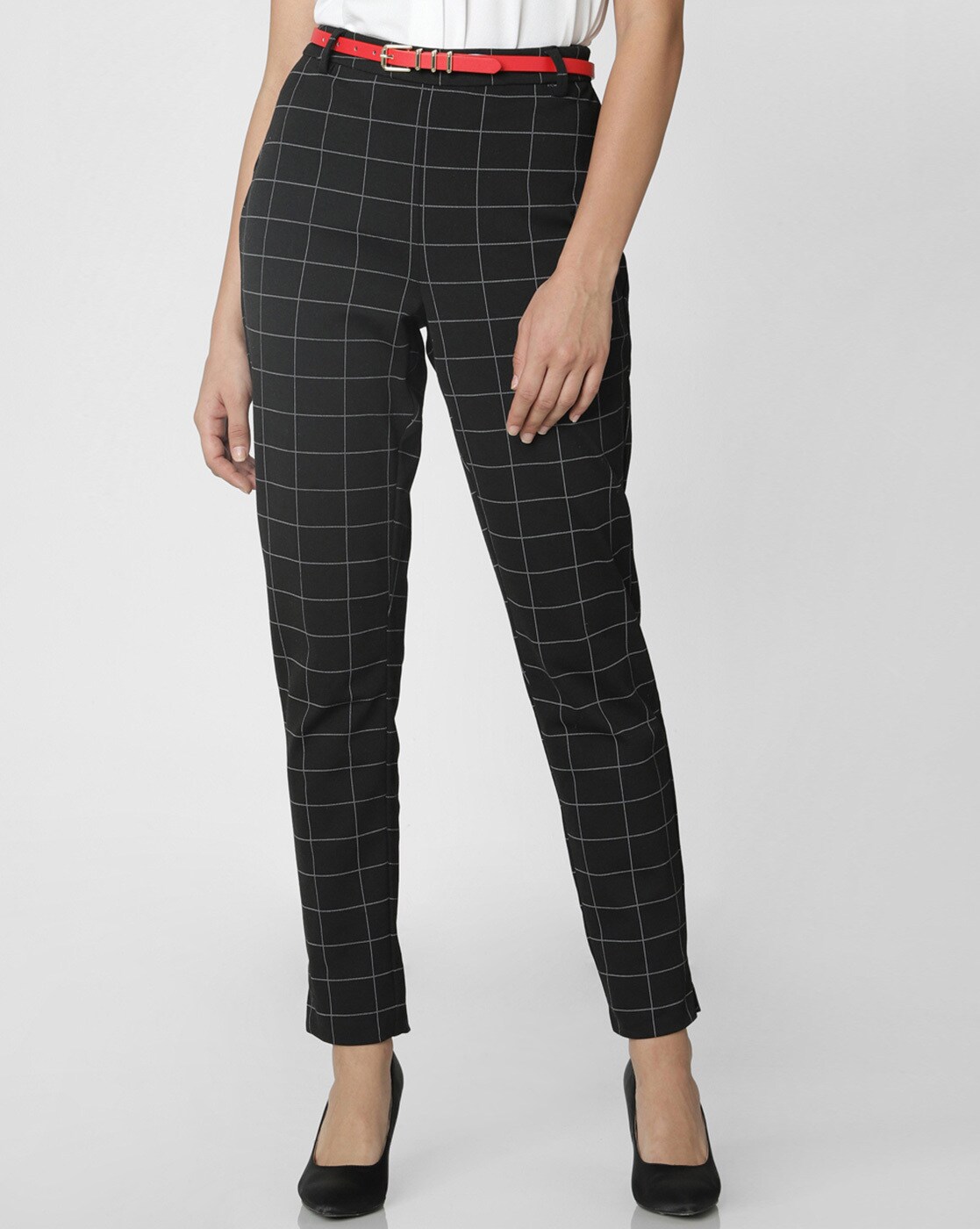 Wide leg check trousers in black – Outfitbook.fr