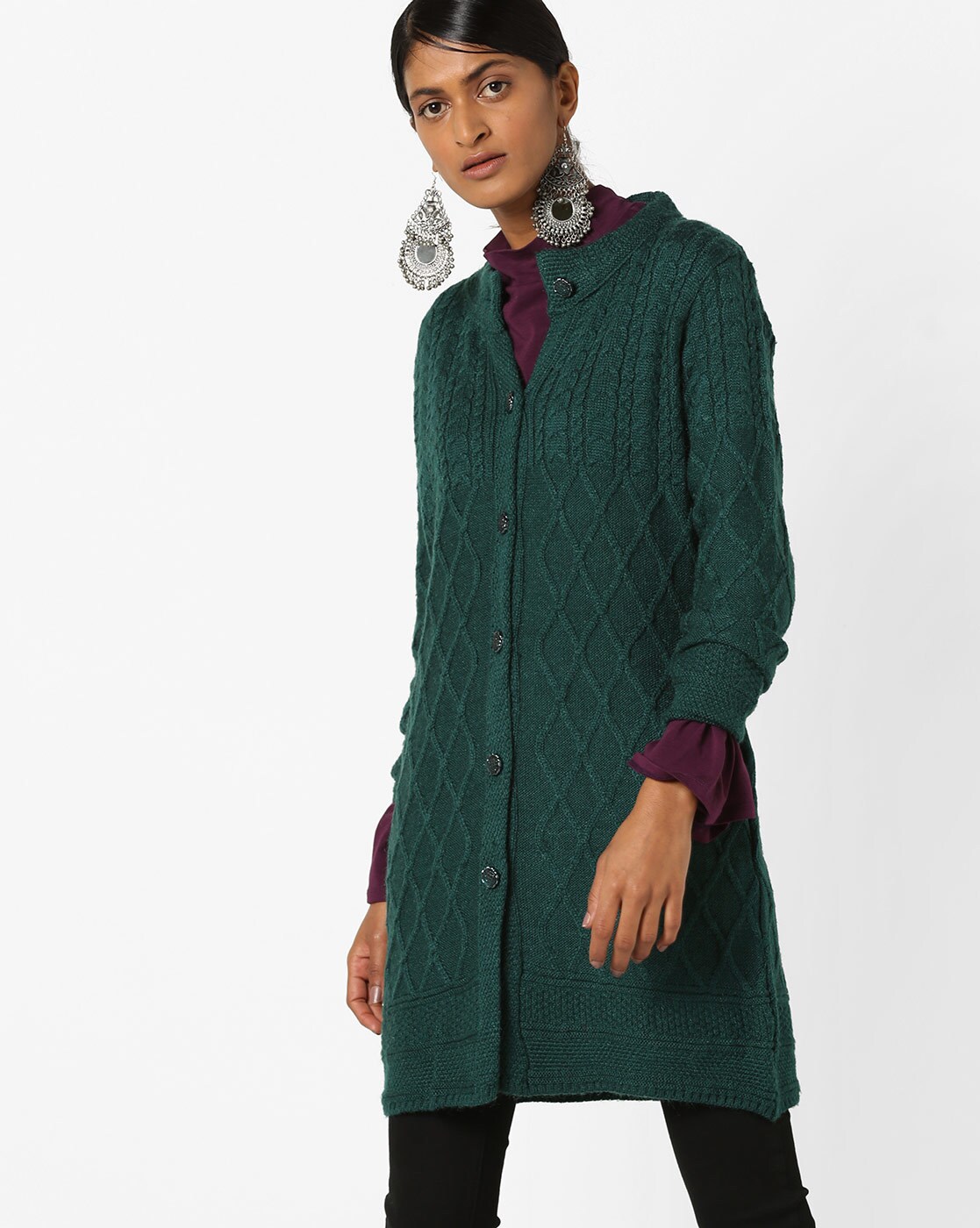 dark green long cardigan
