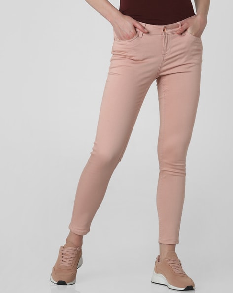pink ankle jeans
