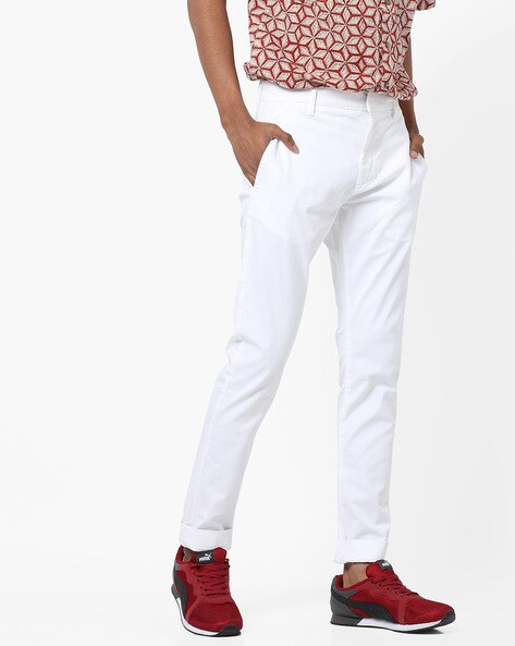 mens white tapered pants