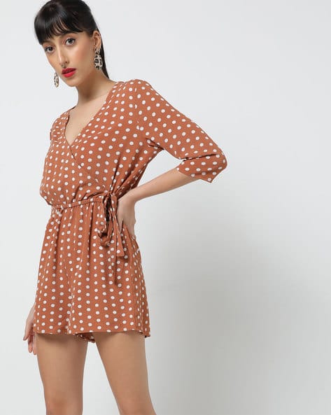 brown polka dot jumpsuit