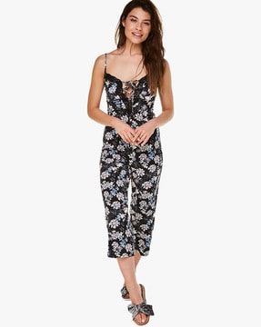 Floral Print Strappy Culotte Jumpsuit