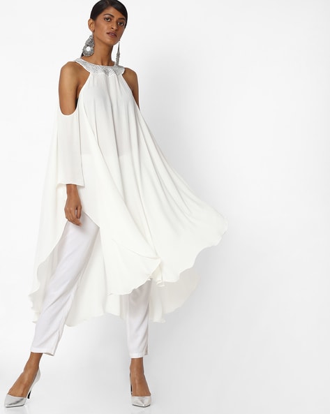 asymmetrical cold shoulder dress