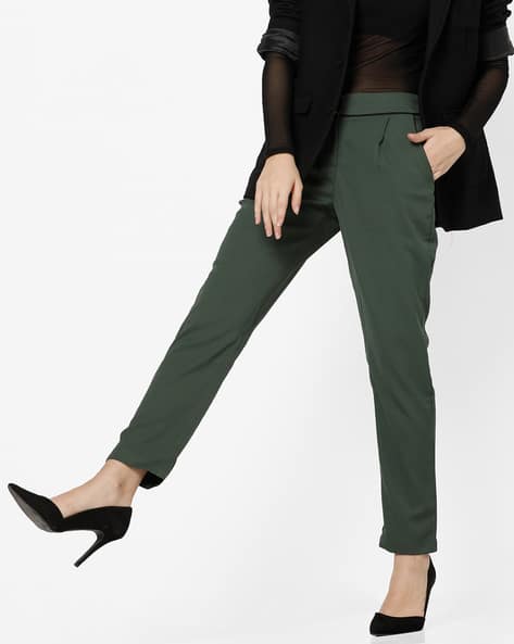 Buy Olive green Trousers Pants for Women by PROJECT EVE Online