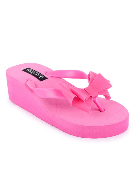 Pink bow flip discount flops