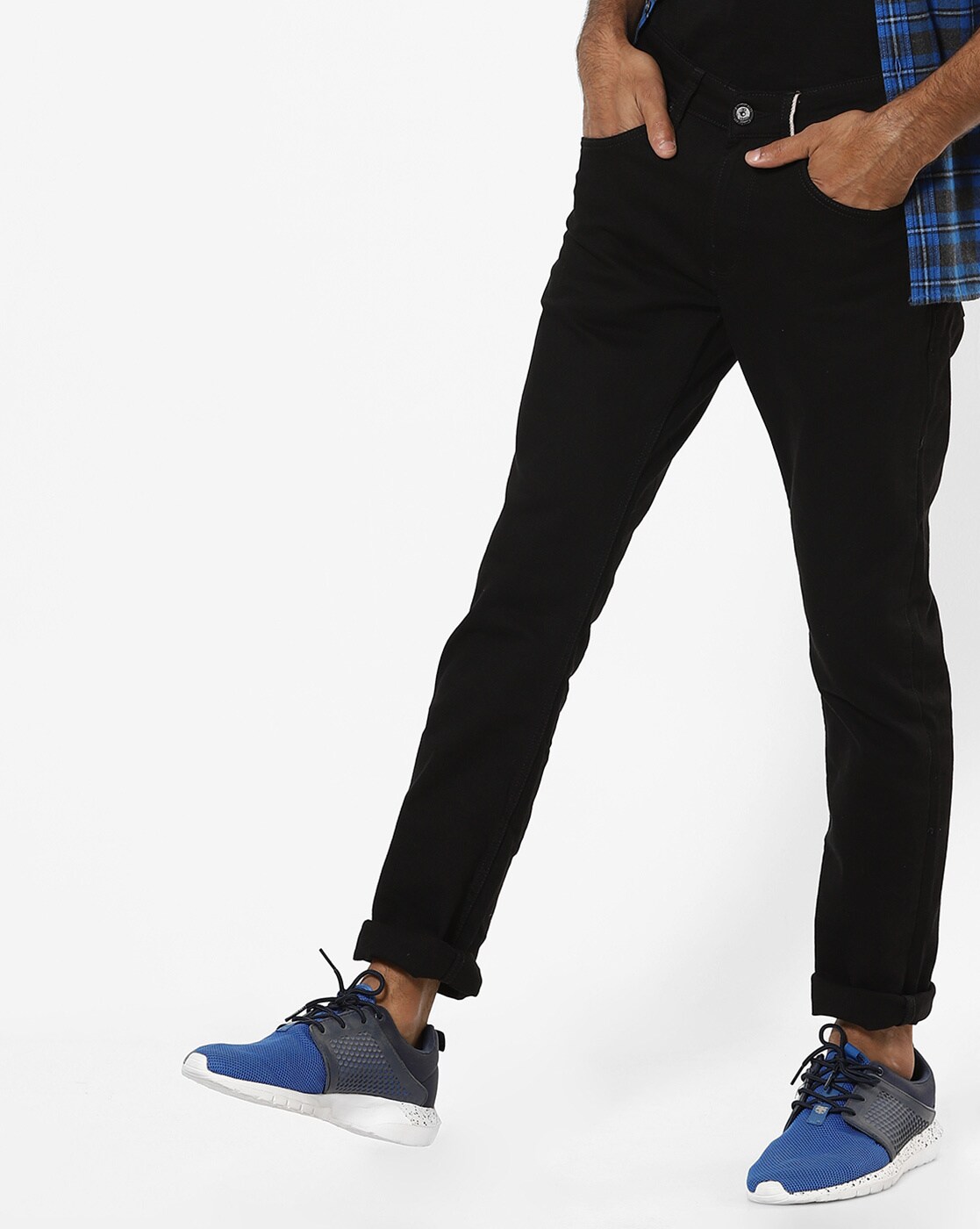 tapered fit black jeans