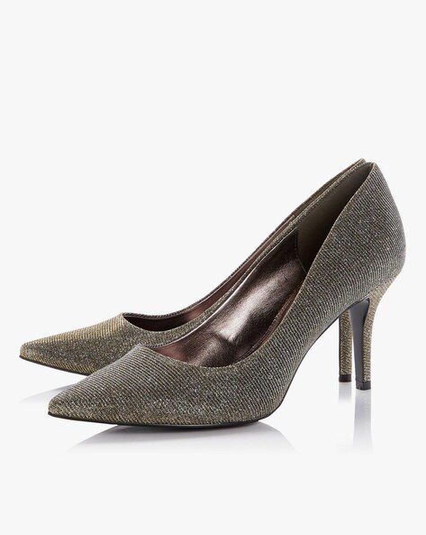 silver heels pointed toe