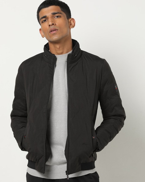 bomber jacket with high neck