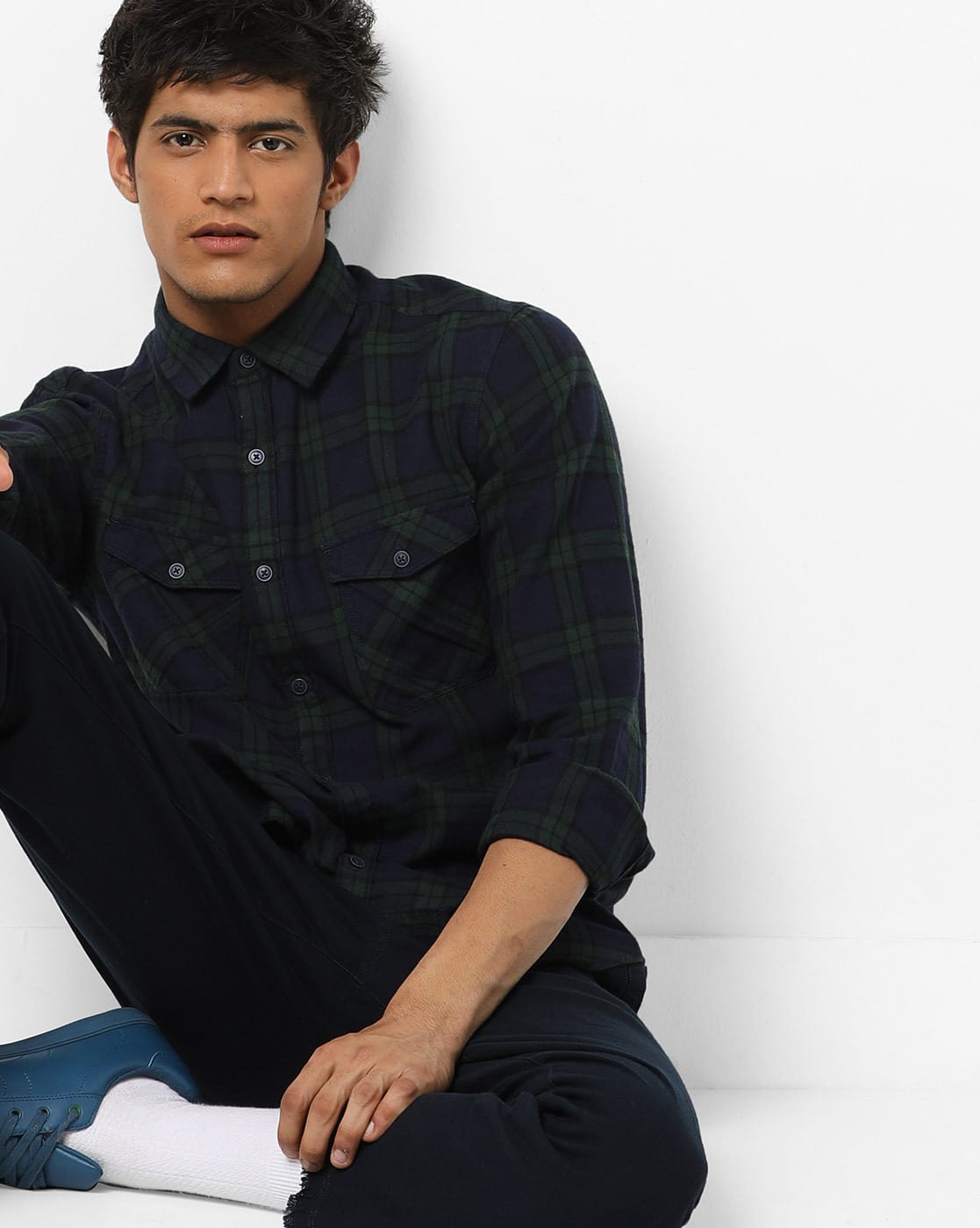 Buy Green \u0026 Navy Blue Shirts for Men by 
