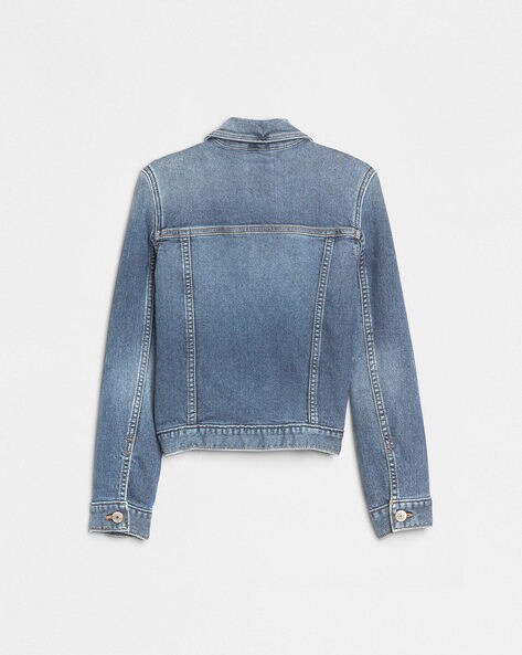 Men Denim Jacket: Tall Stonewash Blue Denim Sherpa Jacket – American Tall