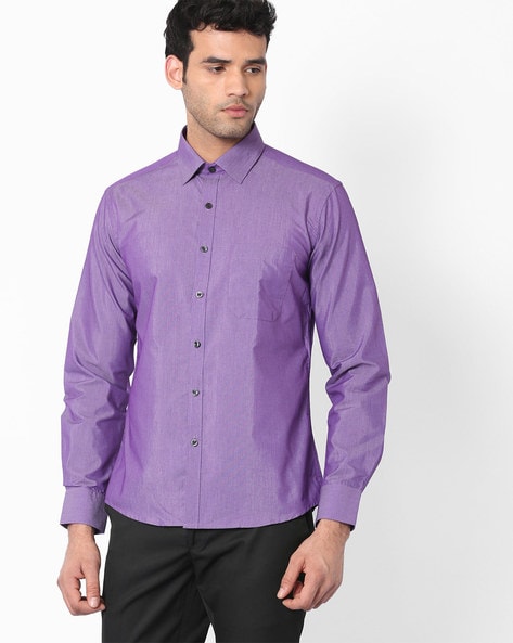 PEARL OCEAN Men Solid Casual Purple Shirt - Buy PEARL OCEAN Men Solid  Casual Purple Shirt Online at Best Prices in India