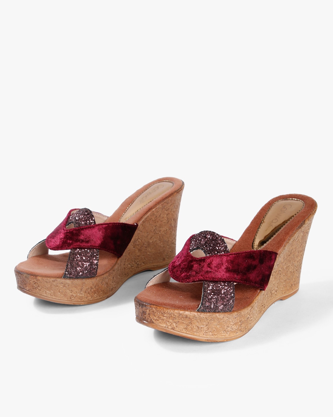 Buy Maroon Heeled Sandals for Women by 