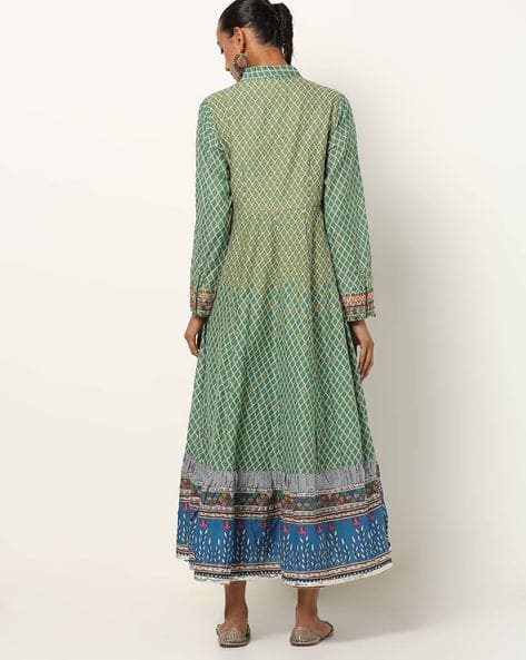 Printed Wrap-Style A-line Dress (Image - 1)