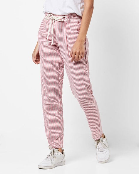 striped drawstring pants