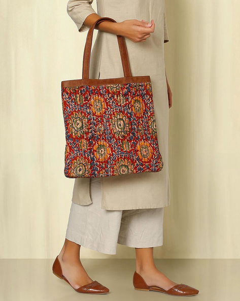 Handmade Cotton Kalamkari Block Print College Shopping Work Tote Bag 15x15  | eBay
