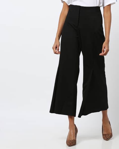 black ankle length trousers womens
